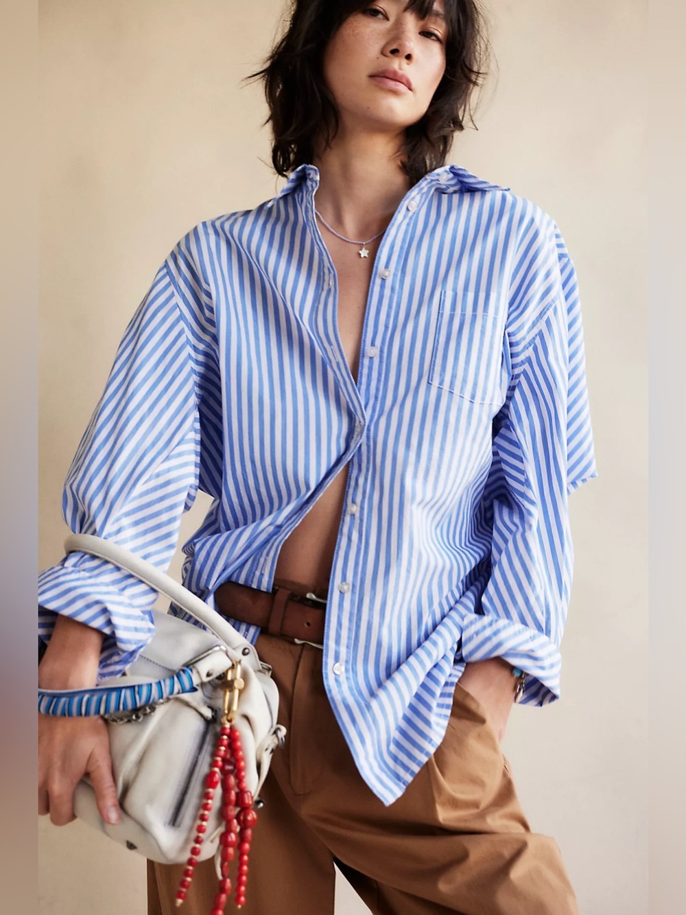 free people Sabine Striped Articulated Shirt